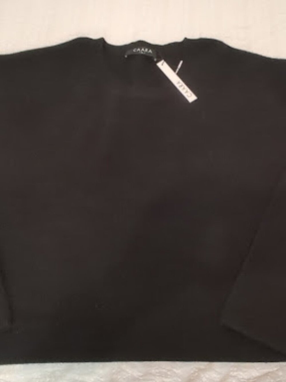 NWT CAARA Black Cashmere Blend Crew Neck Long Sleeve Sweater Size XL